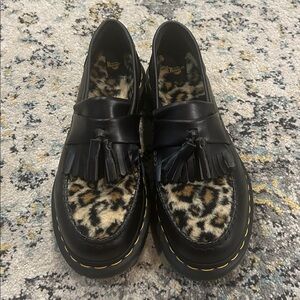 NWOT Dr Martens Leopard Print Black Loafers